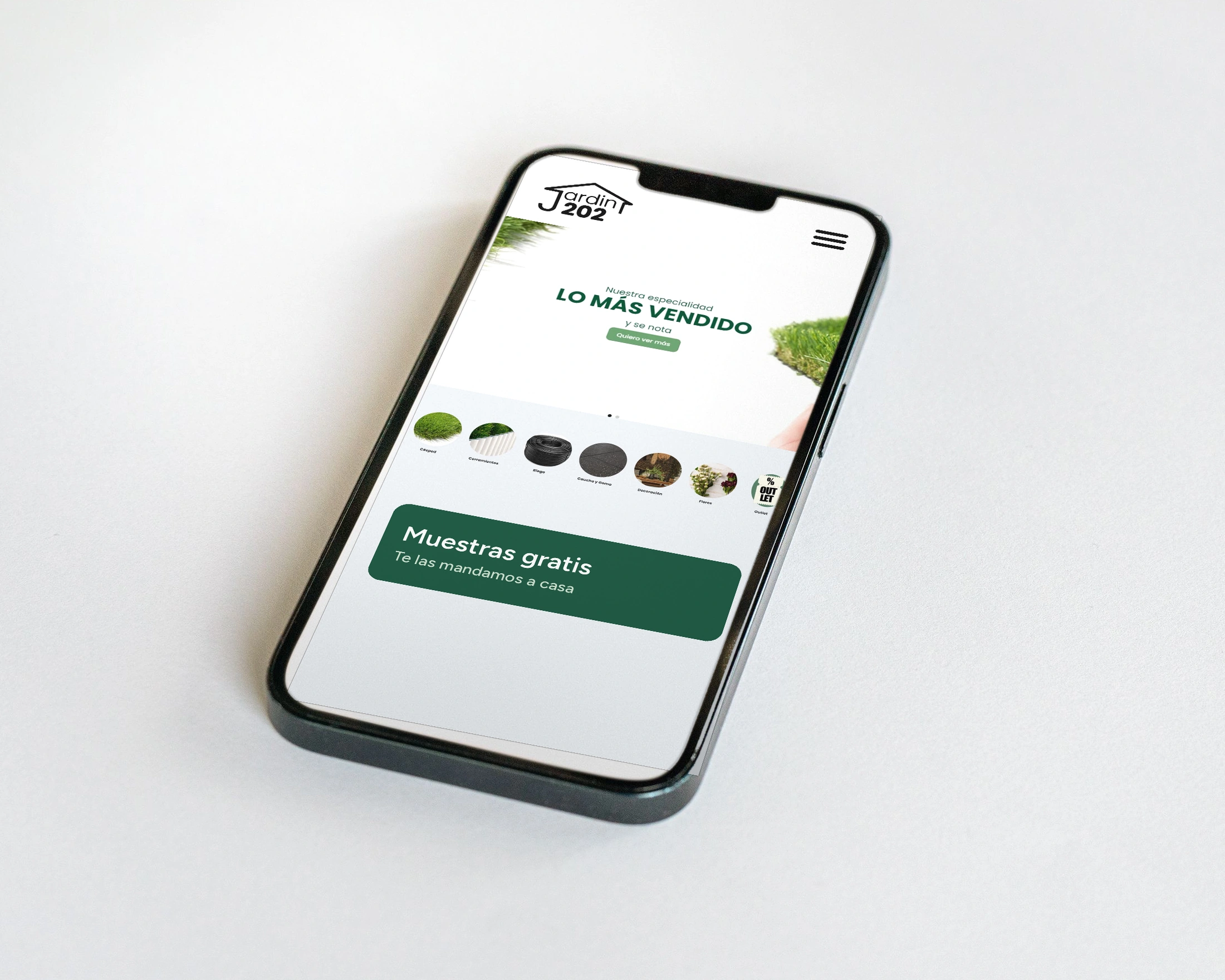 Móvil con la web nueva de Jardin202