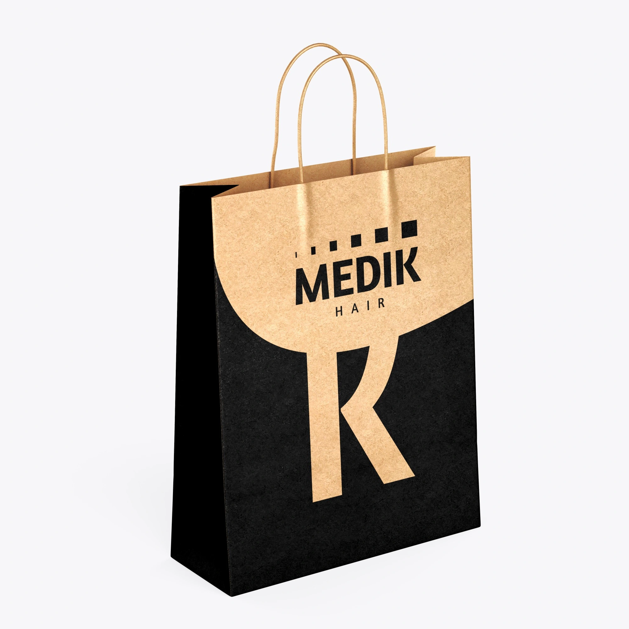 Bolsa de papel de Medik Hair con la K de la marca